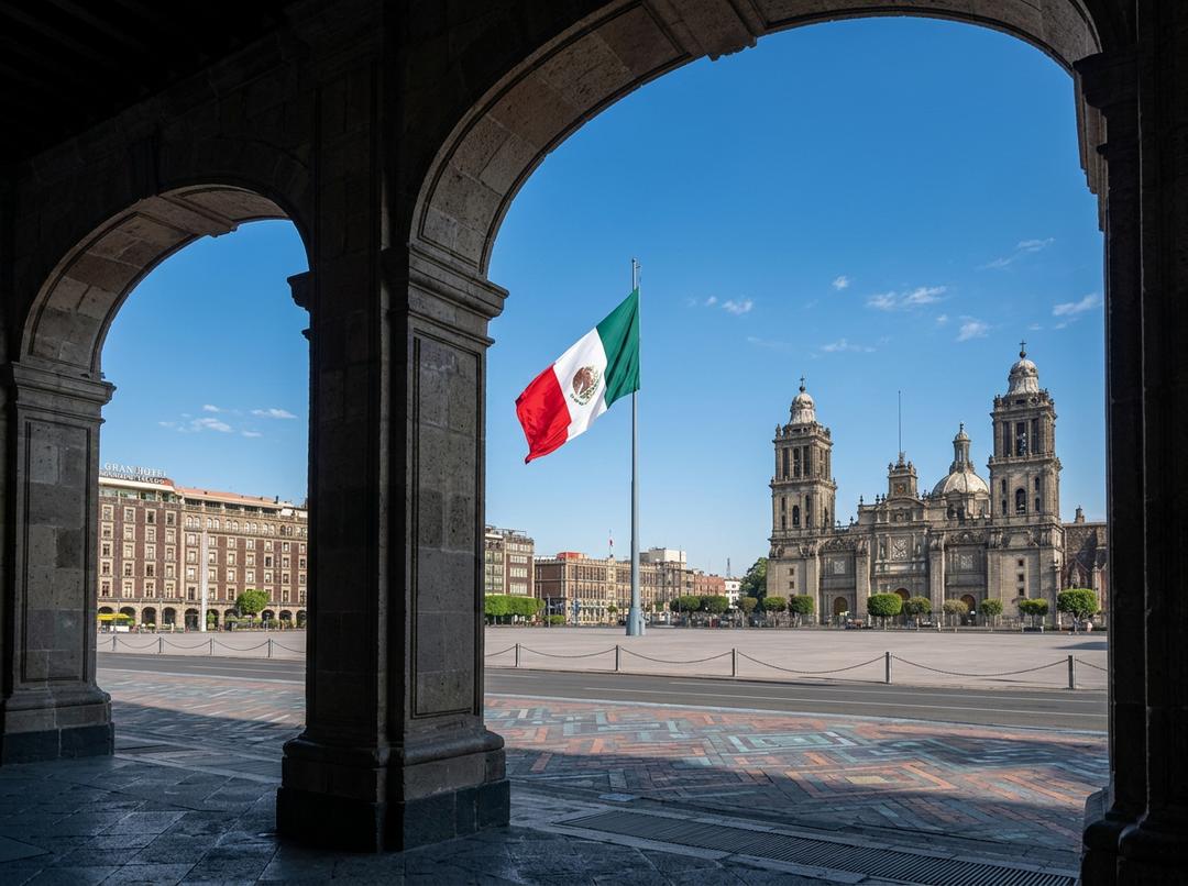 Vista aérea de la Plaza del Zócalo en Ciudad de México