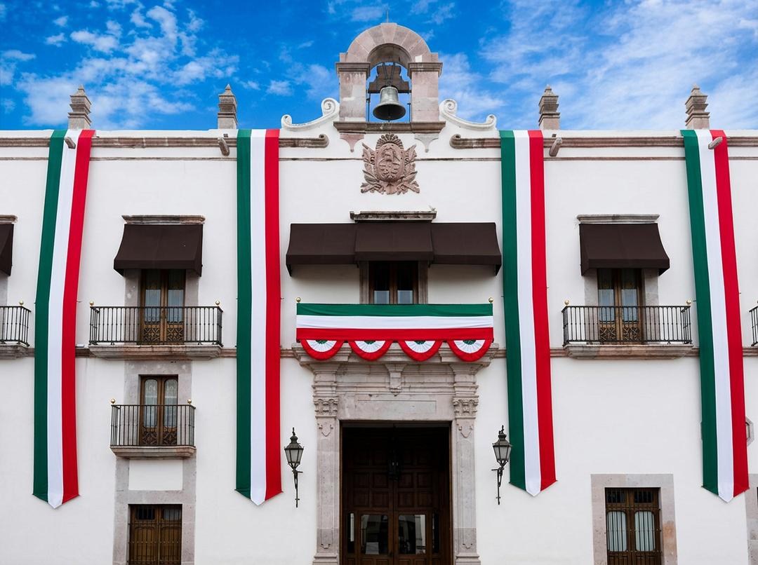 Vista panorámica de la Plaza de Armas en Querétaro con su arquitectura colonial
